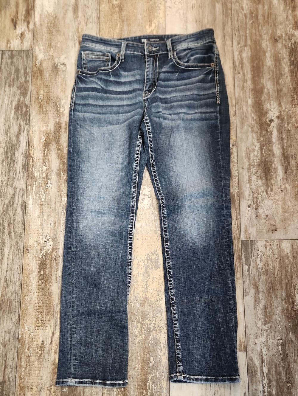 Mens BKE Dark Blue Jake Straight Denim Jeans